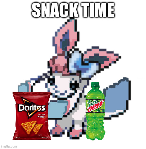 baby sylceon | SNACK TIME | image tagged in baby sylceon | made w/ Imgflip meme maker