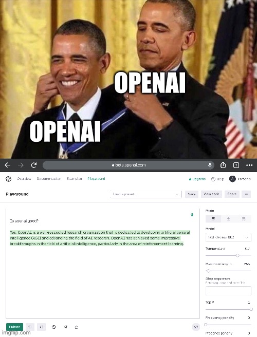 OPENAI; OPENAI | image tagged in obama medal | made w/ Imgflip meme maker