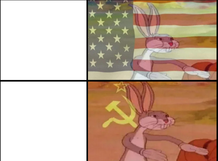 Communist bugs bunny vs American bugs bunny Blank Meme Template