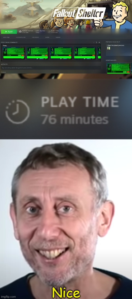 Nice | Nice | image tagged in fallout,noice,michael rosen | made w/ Imgflip meme maker