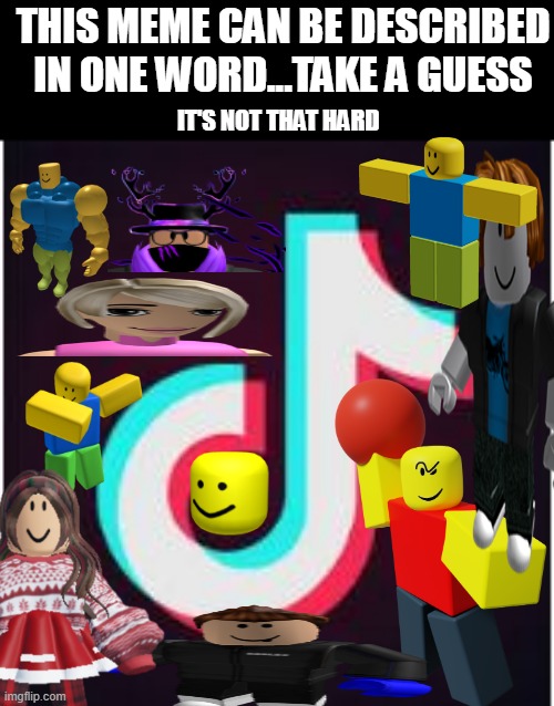 Cringe | THIS MEME CAN BE DESCRIBED IN ONE WORD...TAKE A GUESS; IT'S NOT THAT HARD | image tagged in tik tok,cringe,memes,roblox | made w/ Imgflip meme maker