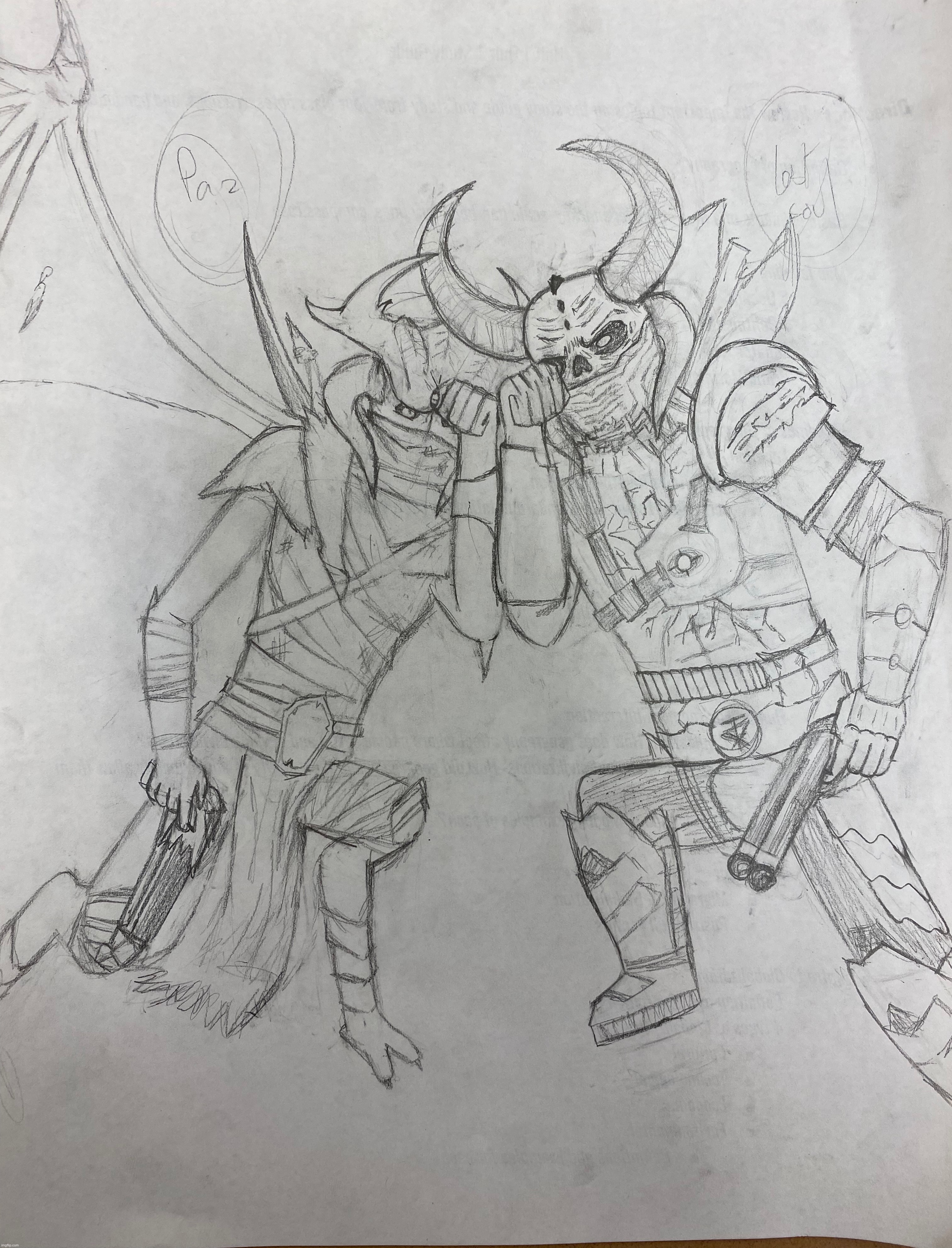 Another update on my metal hellsinger and doom crossover drawing | image tagged in doom eternal,metal hellsinger,drawing,why are you reading the tags | made w/ Imgflip meme maker