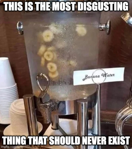 Banana Water | THIS IS THE MOST DISGUSTING; THING THAT SHOULD NEVER EXIST | image tagged in water,memes | made w/ Imgflip meme maker
