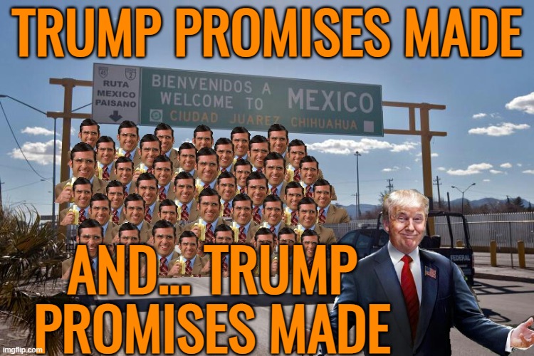 Trump brick wall | TRUMP PROMISES MADE AND... TRUMP PROMISES MADE | image tagged in trump brick wall | made w/ Imgflip meme maker