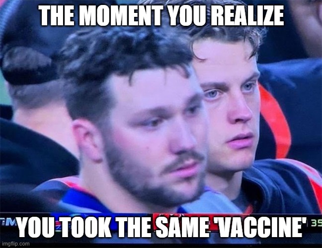 here.we.go | THE MOMENT YOU REALIZE; YOU TOOK THE SAME 'VACCINE' | image tagged in nwo | made w/ Imgflip meme maker