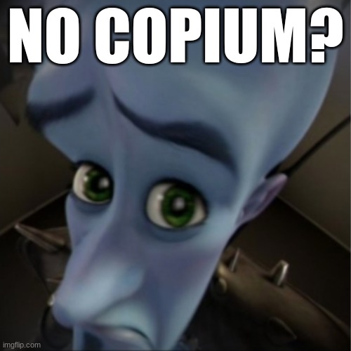 Megamind peeking | NO COPIUM? | image tagged in megamind peeking | made w/ Imgflip meme maker