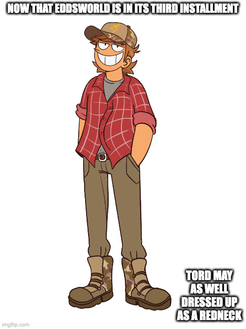 Tord's Alternative Attire | NOW THAT EDDSWORLD IS IN ITS THIRD INSTALLMENT; TORD MAY AS WELL DRESSED UP AS A REDNECK | image tagged in tord,eddsworld,memes | made w/ Imgflip meme maker