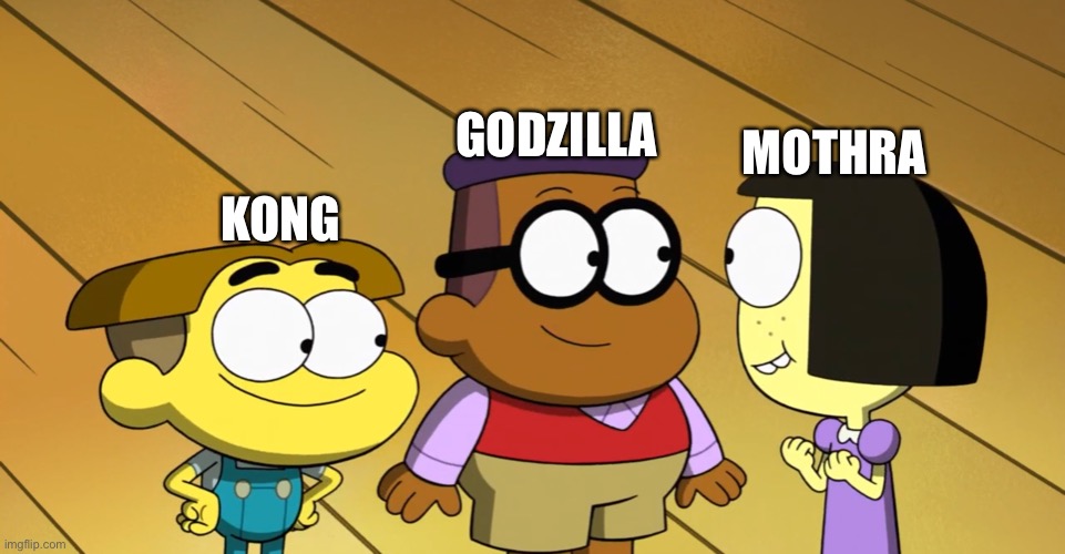 Godzilla as Remy, Mothra as Tilly, and Kong as Cricket | MOTHRA; GODZILLA; KONG | image tagged in big city greens,godzilla,kong,mothra,legendary | made w/ Imgflip meme maker