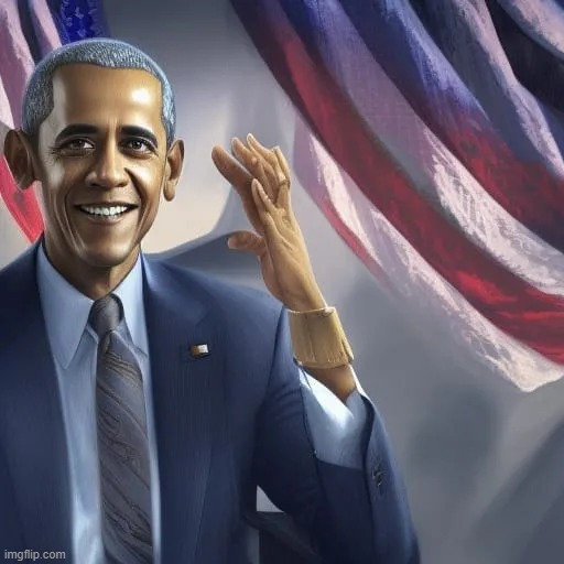 Barack Obama AI art with inconsistent fingers | image tagged in barack obama ai art with inconsistent fingers | made w/ Imgflip meme maker