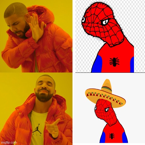 spooter man | image tagged in memes,drake hotline bling | made w/ Imgflip meme maker