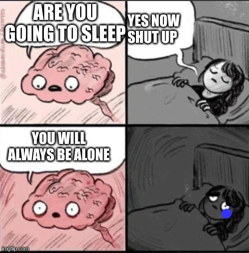 sad night | YES NOW SHUT UP; ARE YOU GOING TO SLEEP; YOU WILL ALWAYS BE ALONE | image tagged in sad night | made w/ Imgflip meme maker
