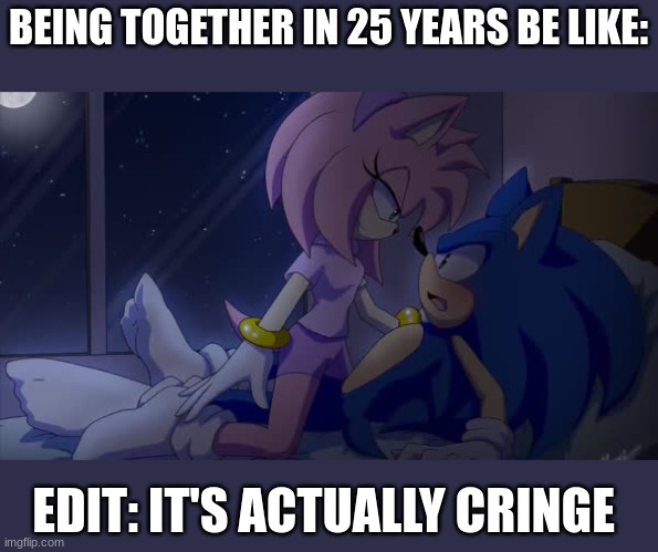 Ehh.... | BEING TOGETHER IN 25 YEARS BE LIKE:; EDIT: IT'S ACTUALLY CRINGE | image tagged in sonamy | made w/ Imgflip meme maker