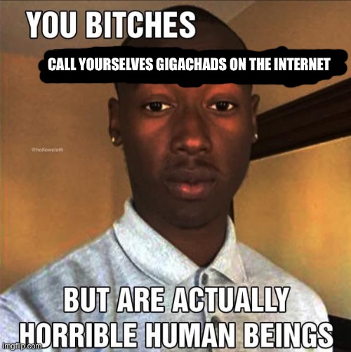 You Bitches Be Like | CALL YOURSELVES GIGACHADS ON THE INTERNET | image tagged in you bitches be like | made w/ Imgflip meme maker