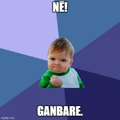 Success Kid Meme | NĒ! GANBARE. | image tagged in memes,success kid | made w/ Imgflip meme maker