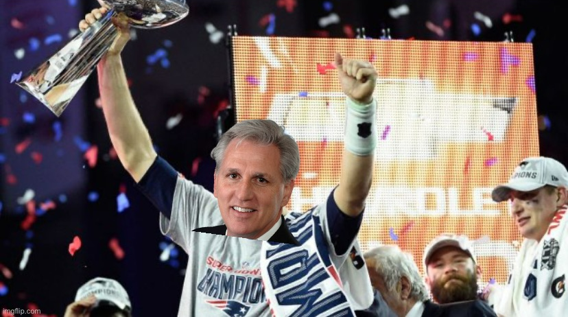 Kevin McCarthy wins the Super Bowl Blank Meme Template