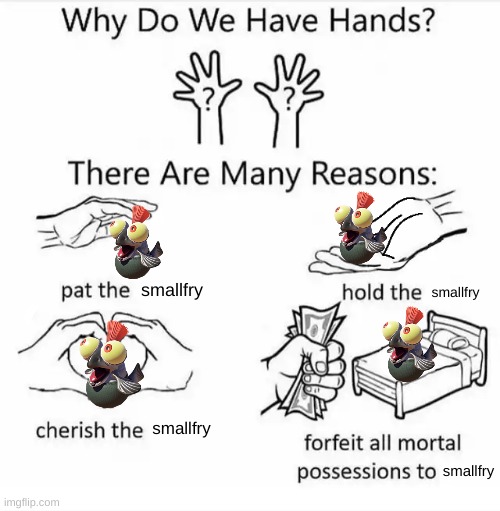 He's me smallfry |  smallfry; smallfry; smallfry; smallfry | image tagged in why do we have hands all blank,splatoon | made w/ Imgflip meme maker
