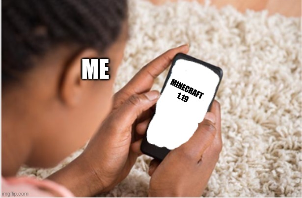 ... | ME; MINECRAFT 1.19 | image tagged in phone | made w/ Imgflip meme maker