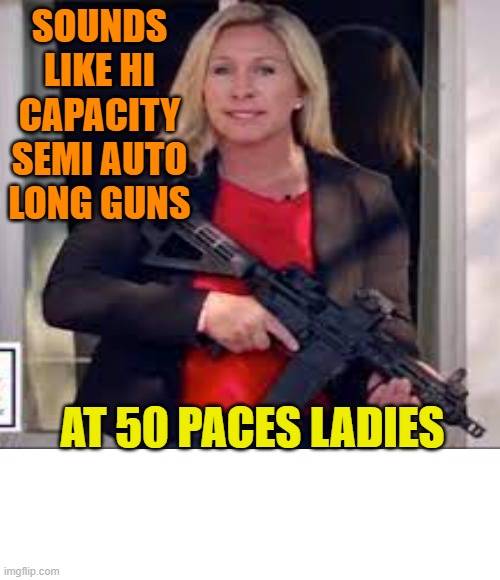 SOUNDS LIKE HI CAPACITY SEMI AUTO LONG GUNS AT 50 PACES LADIES | made w/ Imgflip meme maker