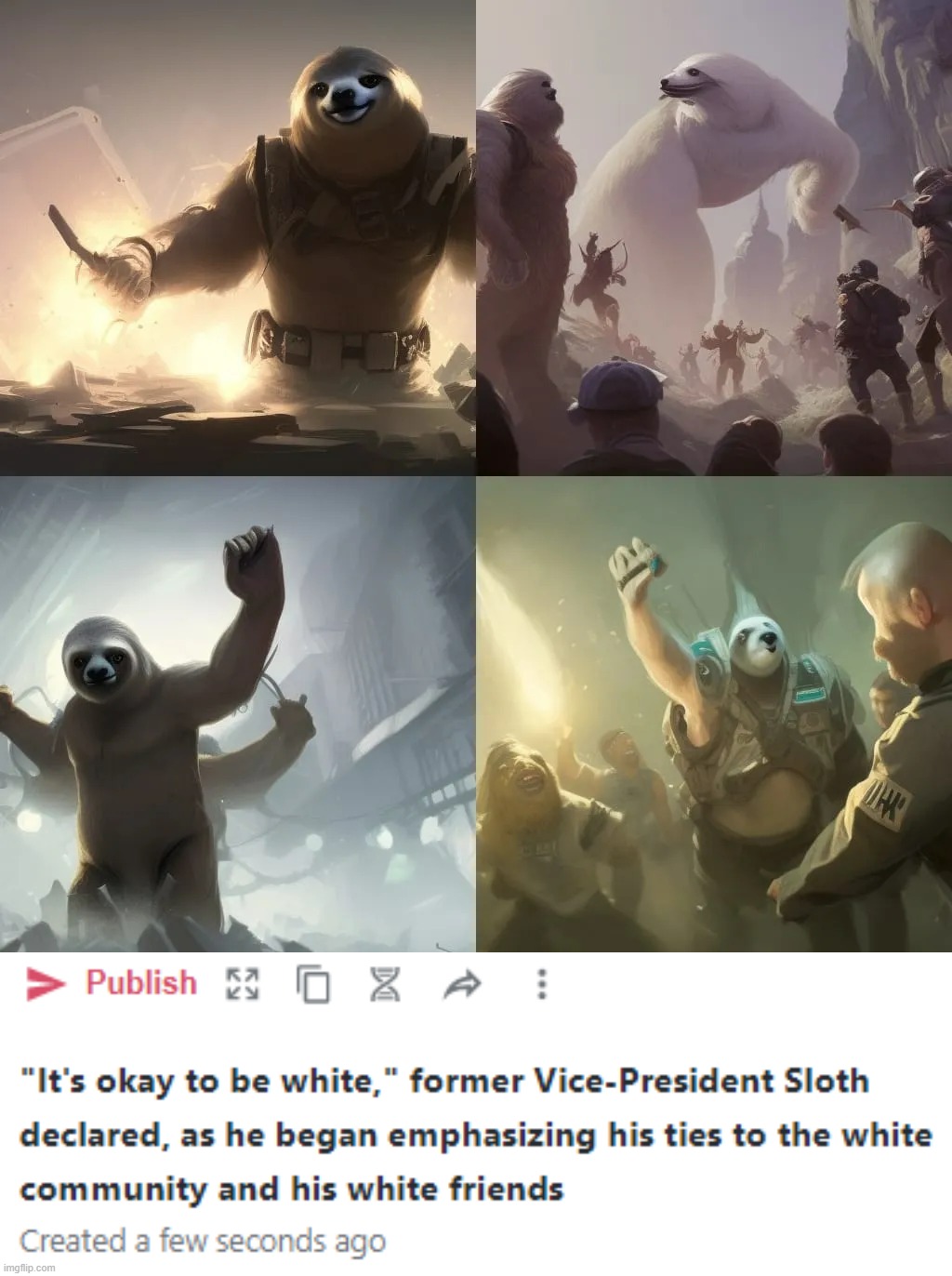 image tagged in it's okay to be white former vice-president sloth declared a | made w/ Imgflip meme maker