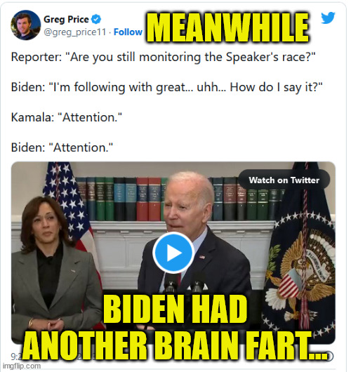 MEANWHILE BIDEN HAD ANOTHER BRAIN FART... | made w/ Imgflip meme maker