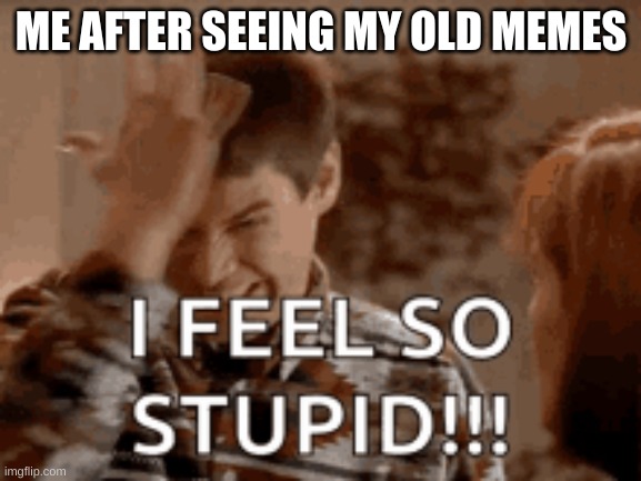 image title | ME AFTER SEEING MY OLD MEMES | image tagged in i feel so stupid | made w/ Imgflip meme maker