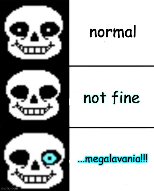 fine to bad time | normal; not fine; ...megalavania!!! | image tagged in sans | made w/ Imgflip meme maker