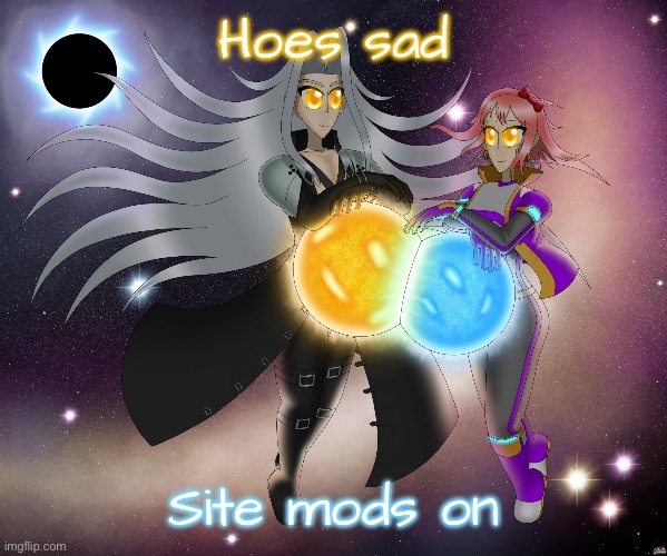 /j but it’s a mood fr | Hoes sad; Site mods on | image tagged in sayori and sephiroth | made w/ Imgflip meme maker