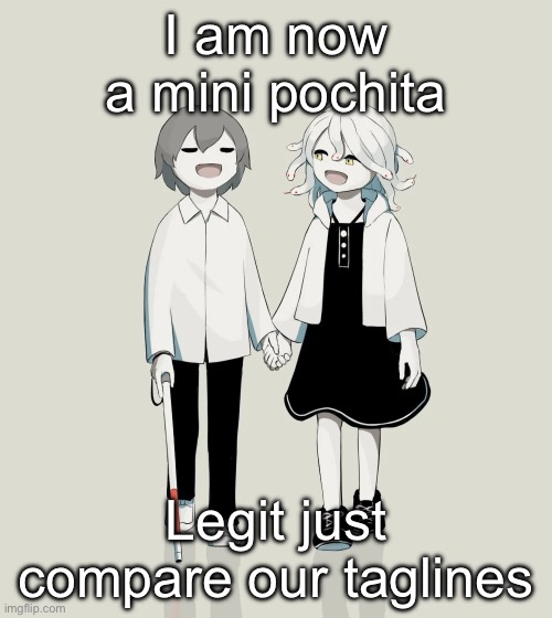 Avogado6 | I am now a mini pochita; Legit just compare our taglines | image tagged in avogado6 | made w/ Imgflip meme maker
