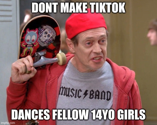 Steve Buscemi Fellow Kids | DONT MAKE TIKTOK; DANCES FELLOW 14YO GIRLS | image tagged in steve buscemi fellow kids | made w/ Imgflip meme maker