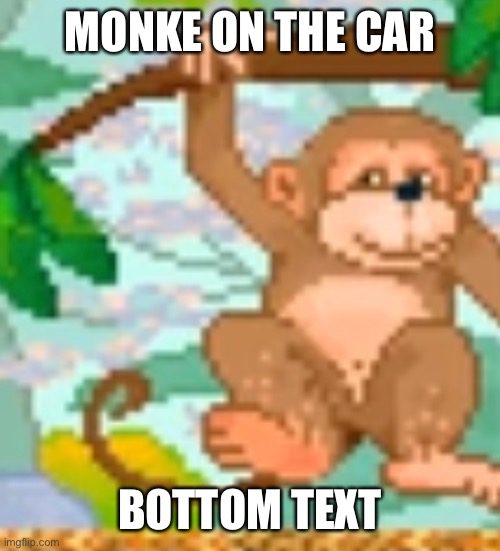 MONKE ON THE CAR BOTTOM TEXT | made w/ Imgflip meme maker