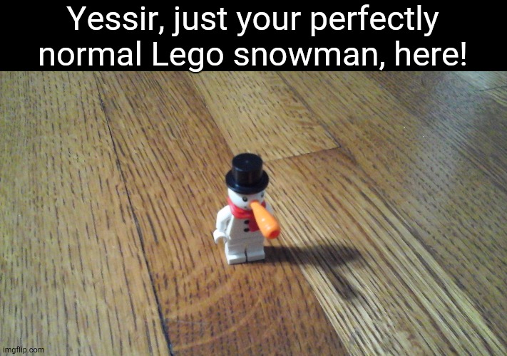 Yessir, just your perfectly normal Lego snowman, here! | image tagged in lego,snowman,cursed image,pass the unsee juice my bro,oh god why | made w/ Imgflip meme maker