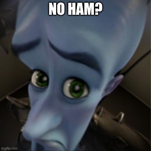 ham | NO HAM? | image tagged in megamind peeking | made w/ Imgflip meme maker