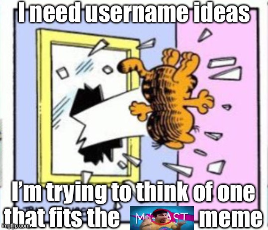 Garfield gets thrown out of a window | I need username ideas; I’m trying to think of one that fits the                  meme | image tagged in garfield gets thrown out of a window | made w/ Imgflip meme maker