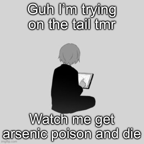 Avogado6 | Guh I’m trying on the tail tmr; Watch me get arsenic poison and die | image tagged in avogado6 | made w/ Imgflip meme maker