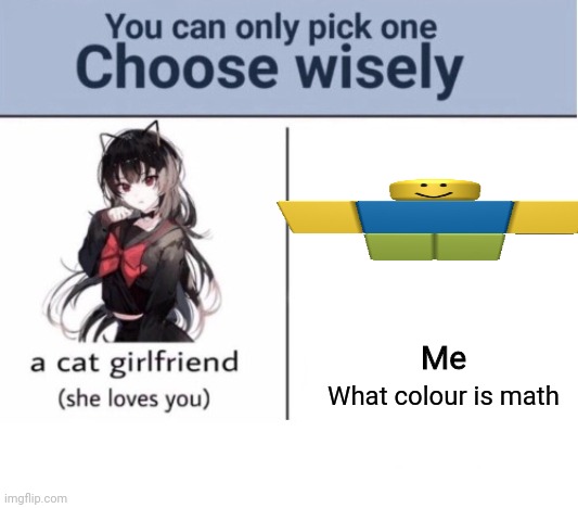 Choose wisely | Me; What colour is math | image tagged in choose wisely | made w/ Imgflip meme maker