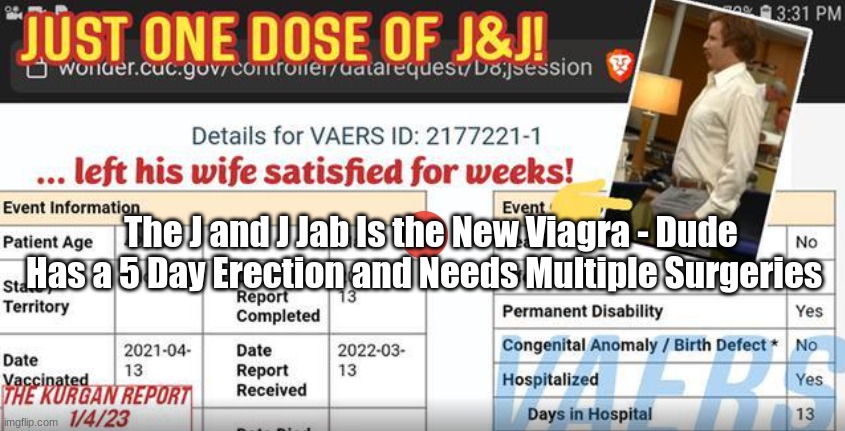 The J and J Jab Is the New Viagra - Dude Has a 5 Day Erection and Needs Multiple Surgeries  (Video) 