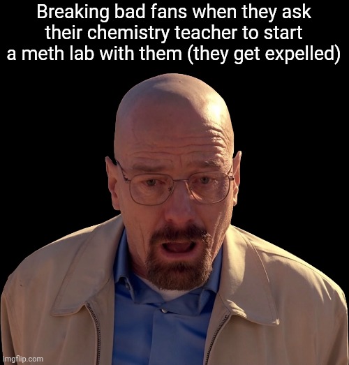 Walter white break down | Breaking bad fans when they ask their chemistry teacher to start a meth lab with them (they get expelled) | image tagged in walter white break down | made w/ Imgflip meme maker