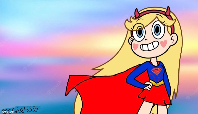 I made this, Don’t move. | image tagged in supergirl,star butterfly,svtfoe,memes,fanart,star vs the forces of evil | made w/ Imgflip meme maker