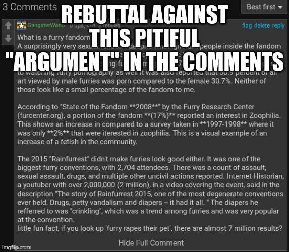 lmfao hanz got mad | REBUTTAL AGAINST THIS PITIFUL "ARGUMENT" IN THE COMMENTS | made w/ Imgflip meme maker