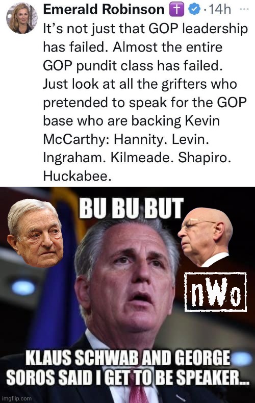 Soros and Shwab promised Kevin McFarty | image tagged in george soros,wef,nwo | made w/ Imgflip meme maker