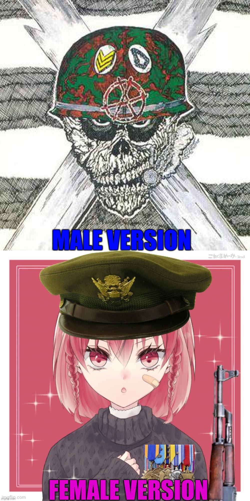 S.O.D. Sargent D and Sargent D-Chan... | MALE VERSION; FEMALE VERSION | made w/ Imgflip meme maker