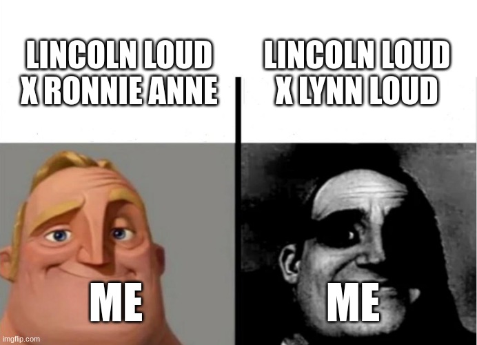 Teacher's Copy | LINCOLN LOUD X LYNN LOUD; LINCOLN LOUD X RONNIE ANNE; ME; ME | image tagged in teacher's copy | made w/ Imgflip meme maker