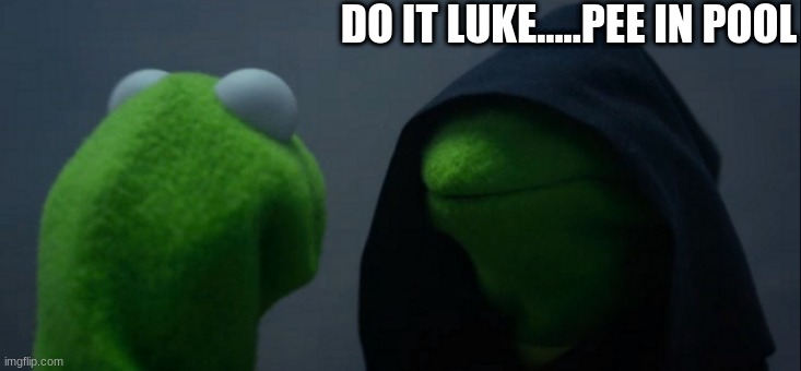 4 yr olds brains at the pool | DO IT LUKE.....PEE IN POOL | image tagged in memes,evil kermit | made w/ Imgflip meme maker