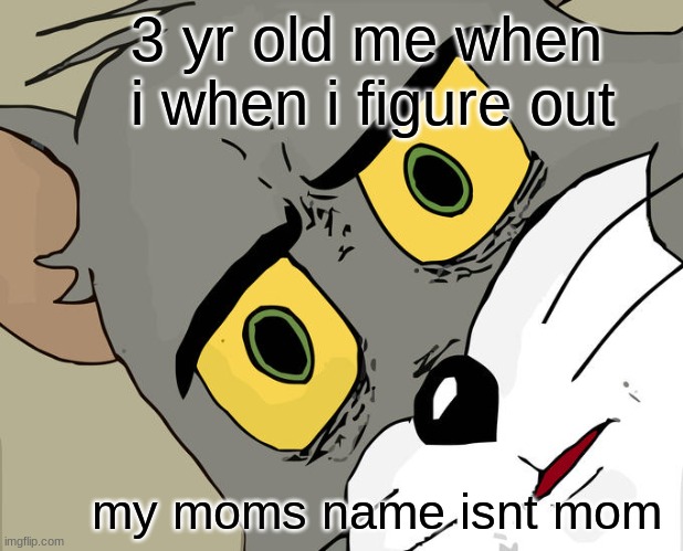 wait its not | 3 yr old me when i when i figure out; my moms name isnt mom | image tagged in memes,unsettled tom | made w/ Imgflip meme maker