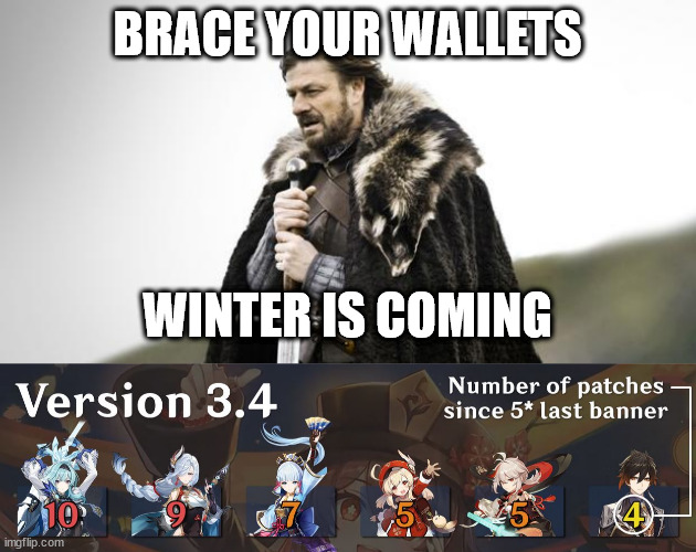 BRACE YOUR WALLETS; WINTER IS COMING | image tagged in winter is coming | made w/ Imgflip meme maker