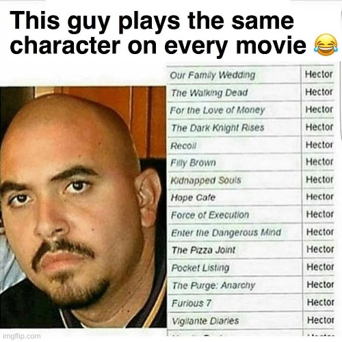 bro can travel through many shows and still be the same guy | image tagged in memes,funny,gifs,hector | made w/ Imgflip meme maker