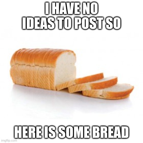 bread | I HAVE NO IDEAS TO POST SO; HERE IS SOME BREAD | image tagged in sliced bread | made w/ Imgflip meme maker