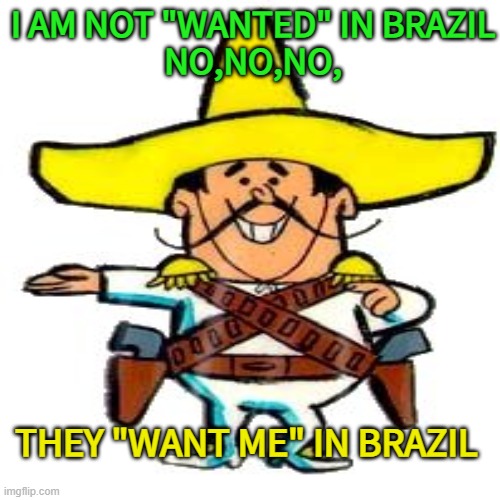 I AM NOT "WANTED" IN BRAZIL
NO,NO,NO, THEY "WANT ME" IN BRAZIL | made w/ Imgflip meme maker