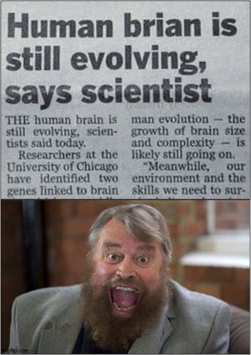 This Might Explain Brian Blessed ! | image tagged in headline,misspelled,brian blessed,front page | made w/ Imgflip meme maker