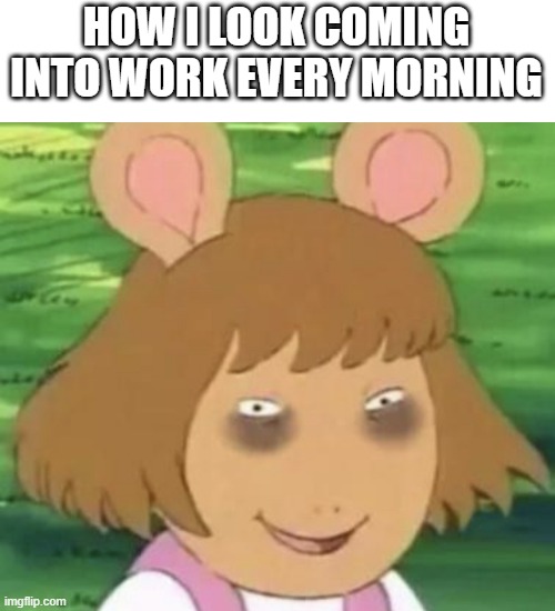 sleepy work day | HOW I LOOK COMING INTO WORK EVERY MORNING | image tagged in tired dw,sleepy,funny,work | made w/ Imgflip meme maker